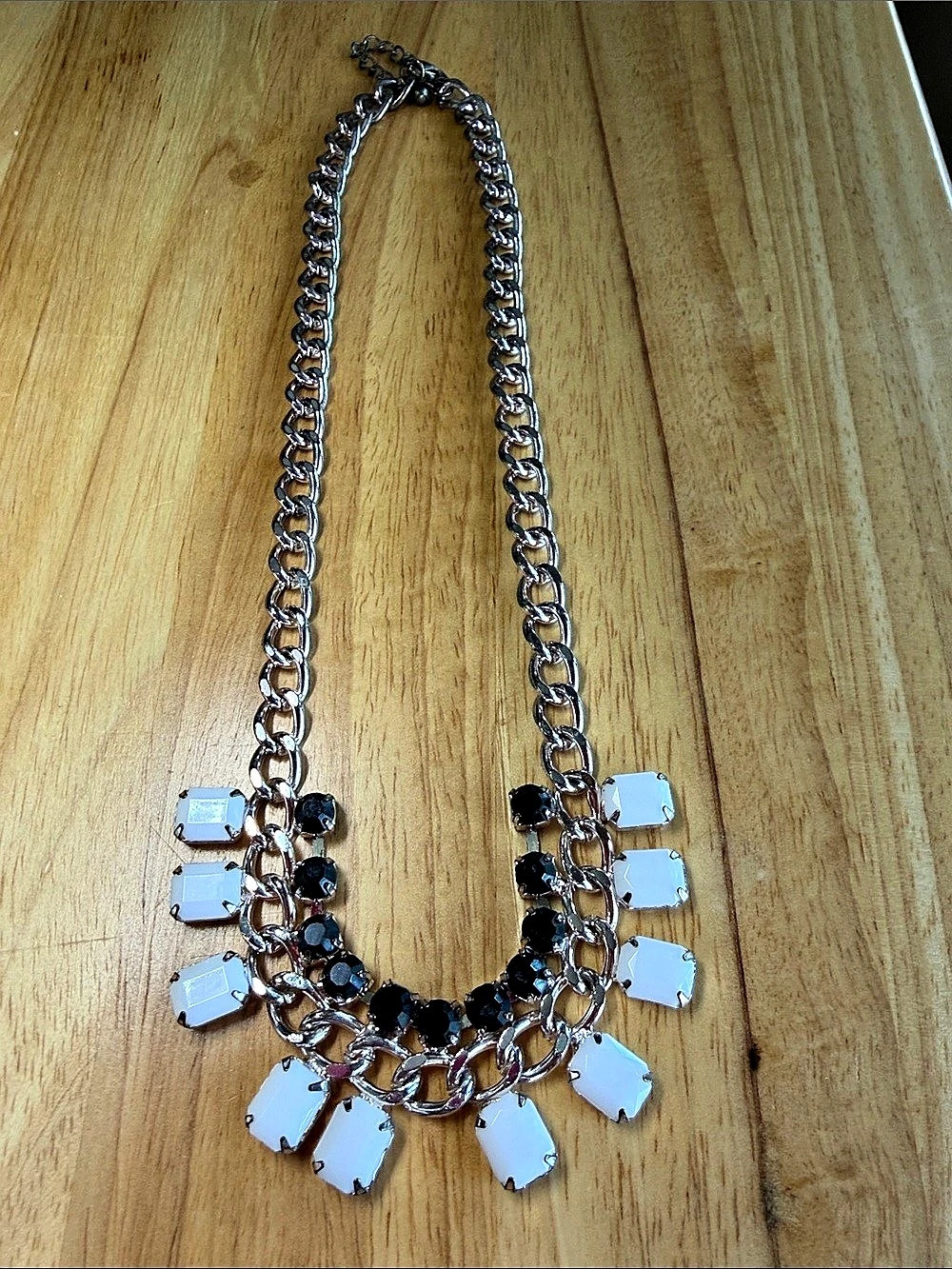 Two necklace set. Silver & Red Statement Necklaces and black and white necklace.